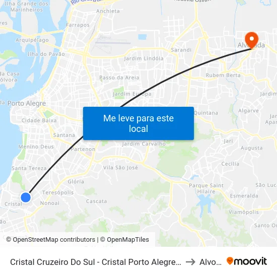 Cristal Cruzeiro Do Sul - Cristal Porto Alegre - Rs 90830-582 Brasil to Alvorada map