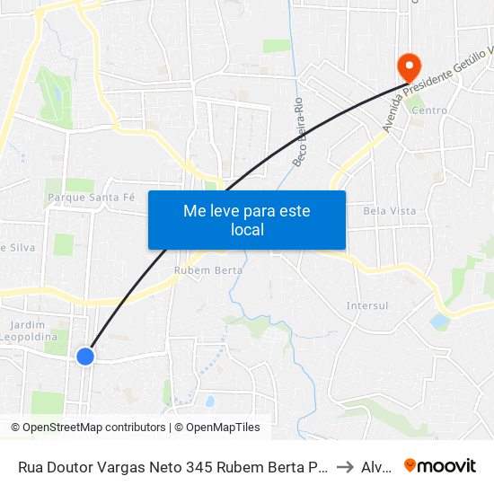 Rua Doutor Vargas Neto 345 Rubem Berta Porto Alegre - Rs 91250-001 Brasil to Alvorada map