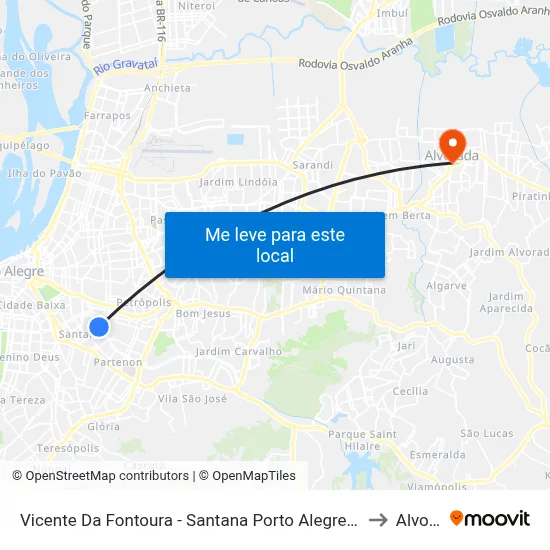 Vicente Da Fontoura - Santana Porto Alegre - Rs 90640-002 Brasil to Alvorada map