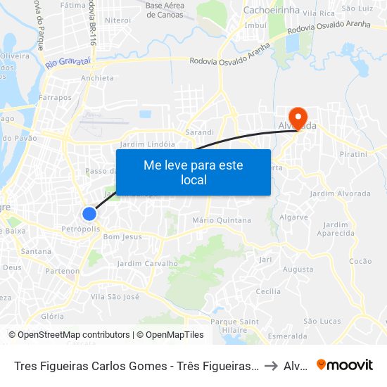 Tres Figueiras Carlos Gomes - Três Figueiras Porto Alegre - Rs 90470-340 Brasil to Alvorada map