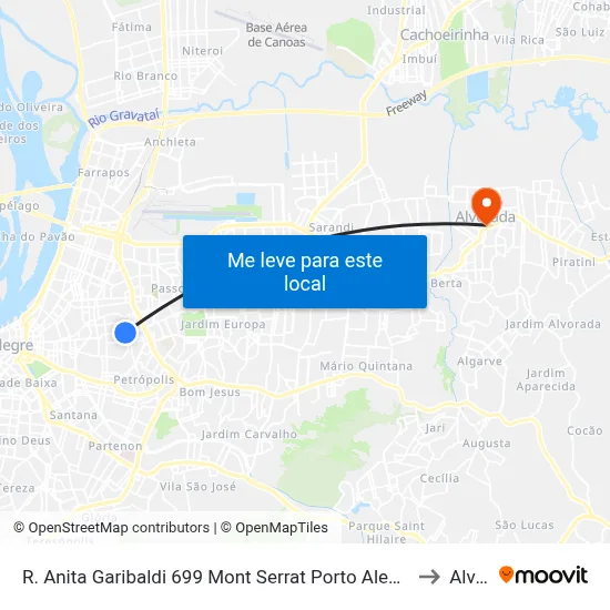 R. Anita Garibaldi 699 Mont Serrat Porto Alegre - Rio Grande Do Sul 90450-000 Brasil to Alvorada map