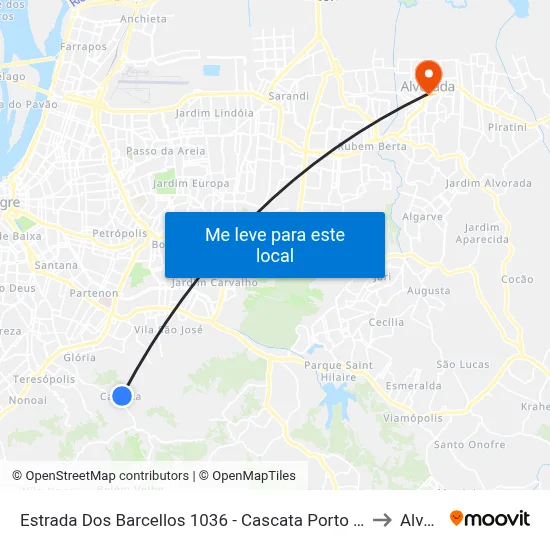 Estrada Dos Barcellos 1036 - Cascata Porto Alegre - Rs 91712-300 Brasil to Alvorada map