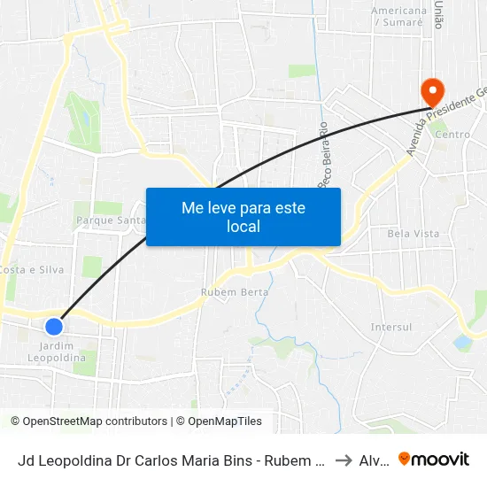 Jd Leopoldina Dr Carlos Maria Bins - Rubem Berta Porto Alegre - Rs 91240-001 Brasil to Alvorada map