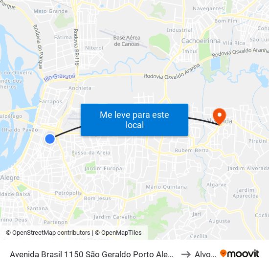 Avenida Brasil 1150 São Geraldo Porto Alegre - Rs 90230-061 Brasil to Alvorada map