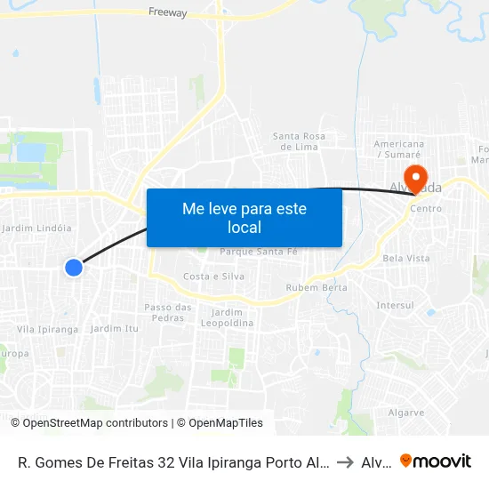 R. Gomes De Freitas 32 Vila Ipiranga Porto Alegre - Rio Grande Do Sul 91380-000 Brasil to Alvorada map