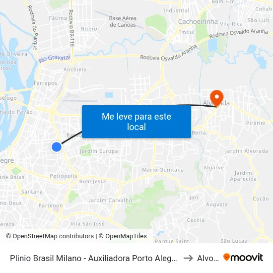Plinio Brasil Milano - Auxiliadora Porto Alegre - Rs 90450-080 Brasil to Alvorada map
