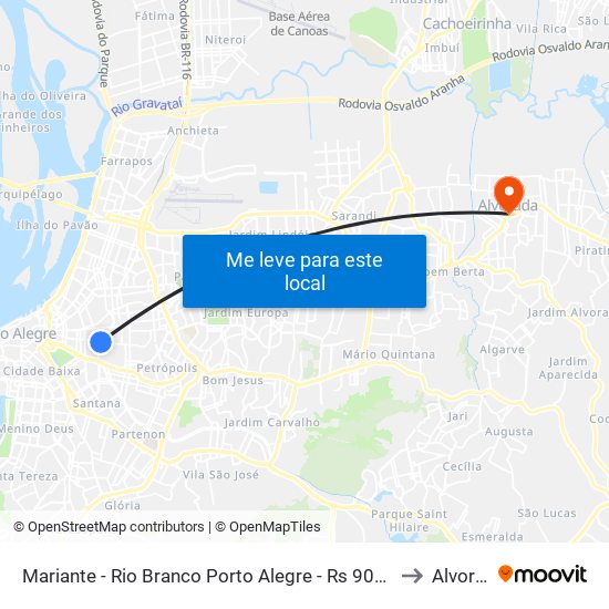 Mariante - Rio Branco Porto Alegre - Rs 90430-180 Brasil to Alvorada map