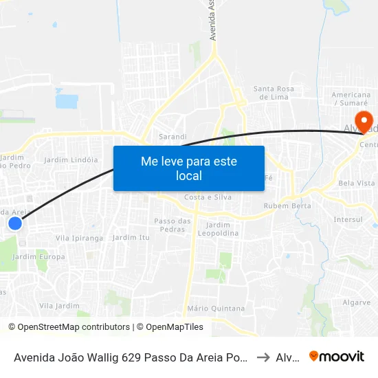 Avenida João Wallig 629 Passo Da Areia Porto Alegre - Rs 91340-000 Brasil to Alvorada map