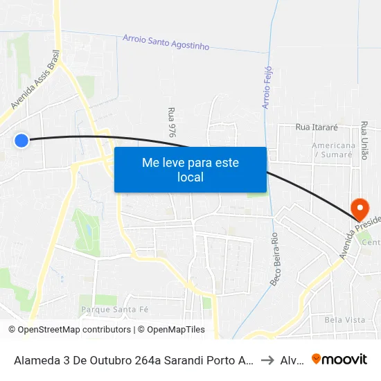 Alameda 3 De Outubro 264a Sarandi Porto Alegre - Rio Grande Do Sul 91140 Brasil to Alvorada map