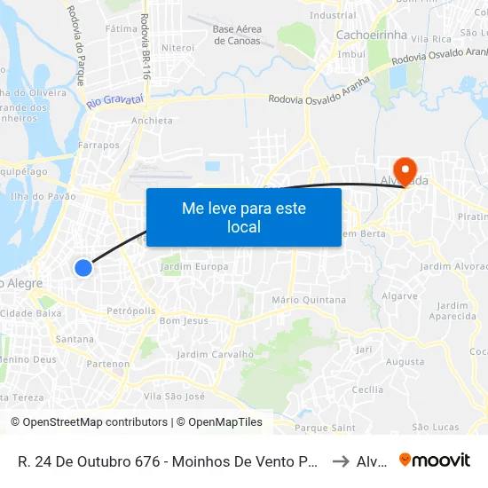 R. 24 De Outubro 676 - Moinhos De Vento Porto Alegre - Rs 90510-000 Brasil to Alvorada map
