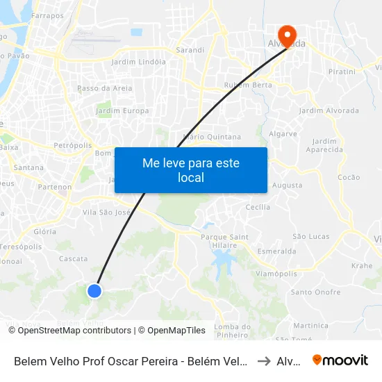 Belem Velho Prof Oscar Pereira - Belém Velho Porto Alegre - Rs Brasil to Alvorada map