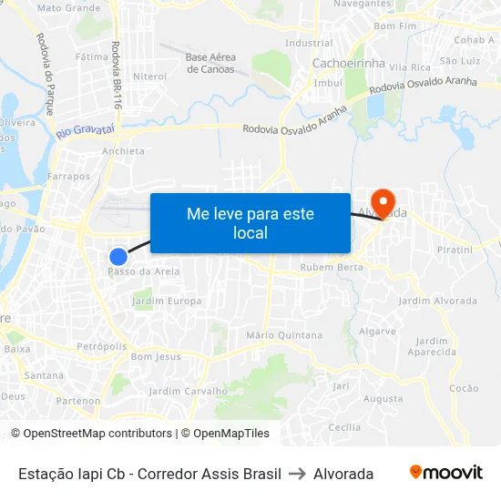 Estação Iapi Cb - Corredor Assis Brasil to Alvorada map