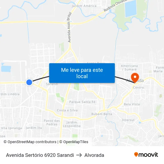Avenida Sertório 6920 Sarandi to Alvorada map