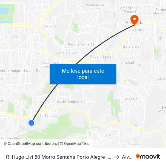 R. Hugo Livi 50 Morro Santana Porto Alegre - Rio Grande Do Sul 91450-060 Brasil to Alvorada map