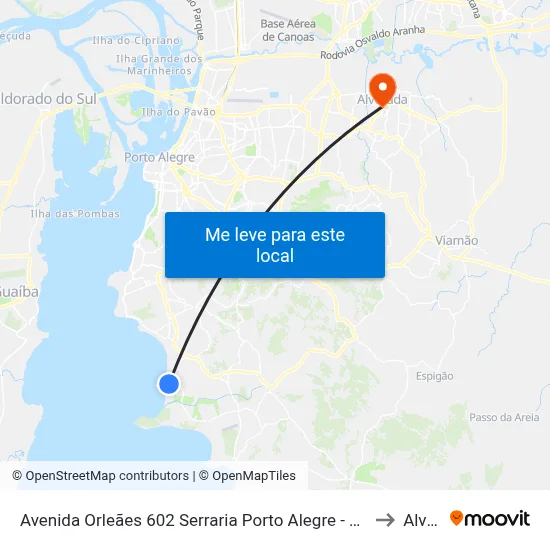 Avenida Orleães 602 Serraria Porto Alegre - Rio Grande Do Sul 91770-620 Brasil to Alvorada map
