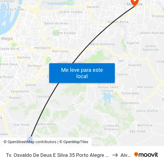 Tv. Osvaldo De Deus E Silva 35 Porto Alegre - Rio Grande Do Sul 91750-710 Brasil to Alvorada map