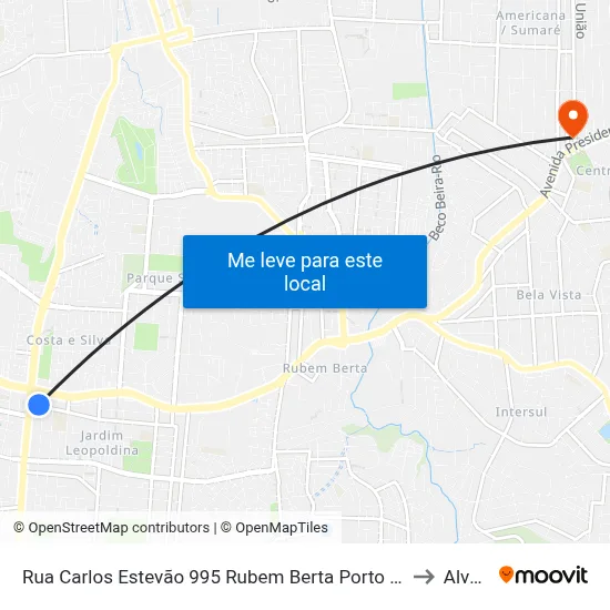 Rua Carlos Estevão 995 Rubem Berta Porto Alegre - Rs 91240-000 Brasil to Alvorada map