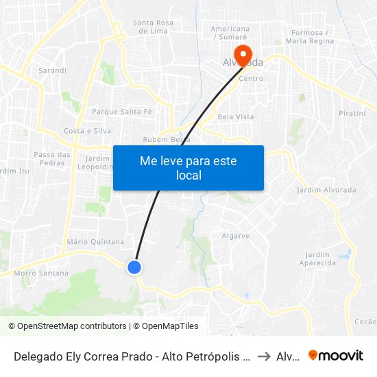 Delegado Ely Correa Prado - Alto Petrópolis Porto Alegre - Rs 91260-300 Brasil to Alvorada map