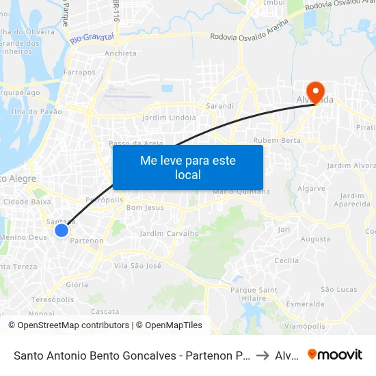 Santo Antonio Bento Goncalves - Partenon Porto Alegre - Rs 90650-010 Brasil to Alvorada map