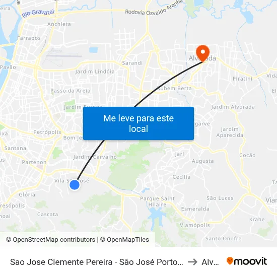 Sao Jose Clemente Pereira - São José Porto Alegre - Rs 91520-550 Brasil to Alvorada map