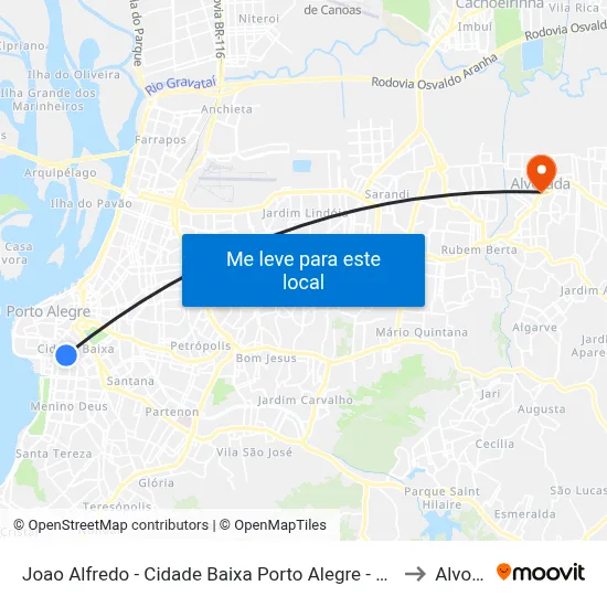 Joao Alfredo - Cidade Baixa Porto Alegre - Rs 90050-003 Brasil to Alvorada map