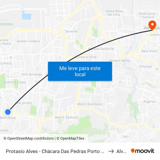 Protasio Alves - Chácara Das Pedras Porto Alegre - Rs 91330-291 Brasil to Alvorada map