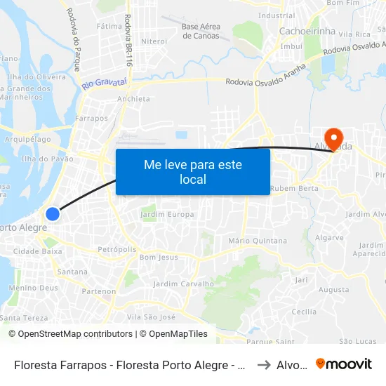 Floresta Farrapos - Floresta Porto Alegre - Rs 90220-190 Brasil to Alvorada map