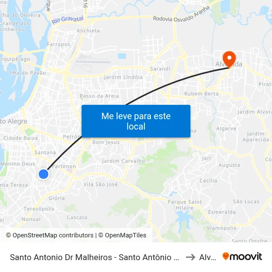 Santo Antonio Dr Malheiros - Santo Antônio Porto Alegre - Rs 90450-190 Brasil to Alvorada map