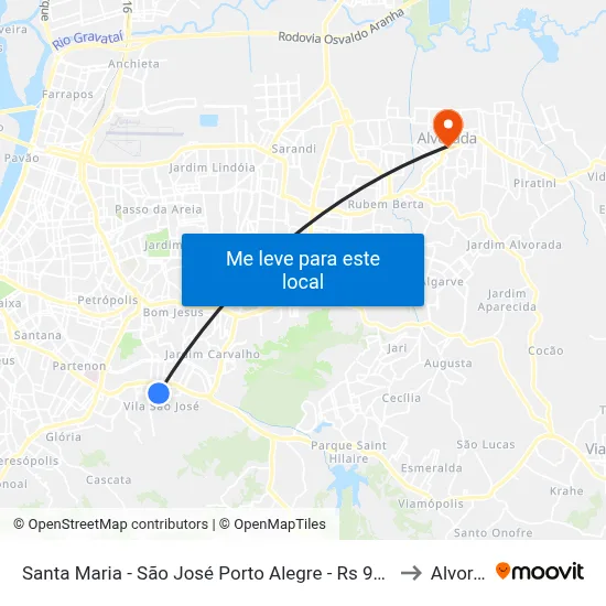 Santa Maria - São José Porto Alegre - Rs 91520-460 Brasil to Alvorada map
