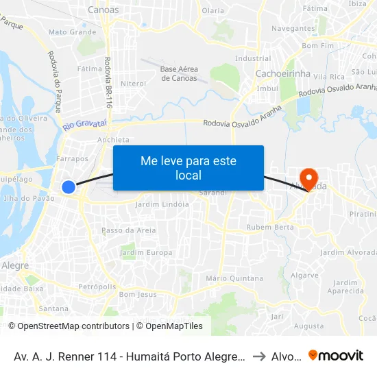 Av. A. J. Renner 114 - Humaitá Porto Alegre - Rs 90220-007 Brasil to Alvorada map
