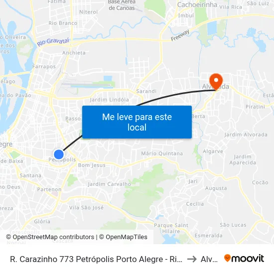 R. Carazinho 773 Petrópolis Porto Alegre - Rio Grande Do Sul 90460-190 Brasil to Alvorada map