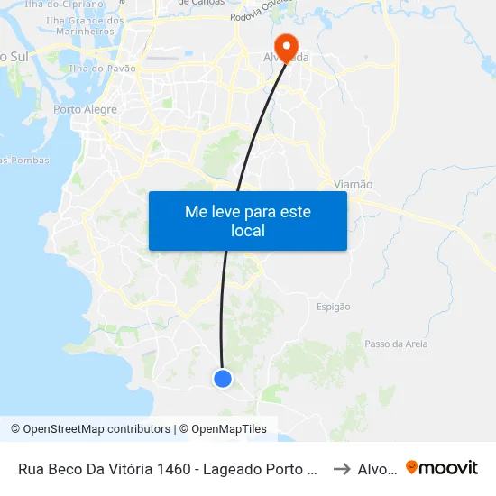 Rua Beco Da Vitória 1460 - Lageado Porto Alegre - Rs 91780 Brasil to Alvorada map