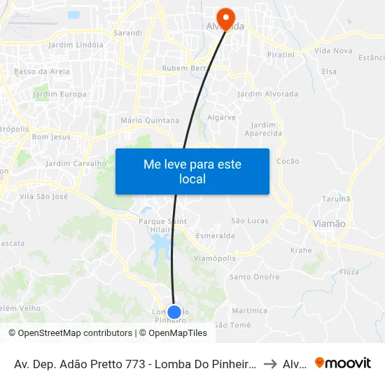 Av. Dep. Adão Pretto 773 - Lomba Do Pinheiro Porto Alegre - Rs 91570-730 Brasil to Alvorada map