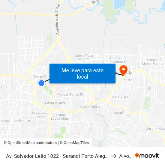 Av. Salvador Leão 1022 - Sarandi Porto Alegre - Rs 91130-700 Brasil to Alvorada map