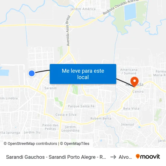 Sarandi Gauchos - Sarandi Porto Alegre - Rs 91110-090 Brasil to Alvorada map