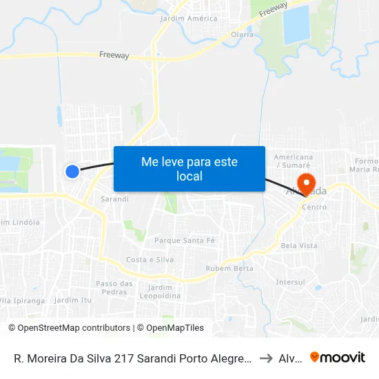 R. Moreira Da Silva 217 Sarandi Porto Alegre - Rio Grande Do Sul 91110-360 Brasil to Alvorada map