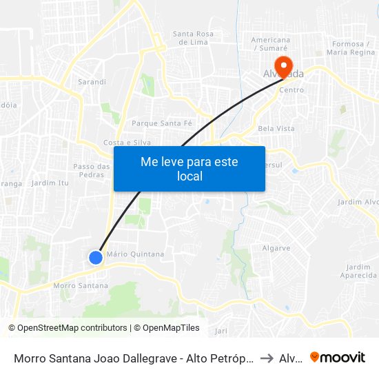 Morro Santana Joao Dallegrave - Alto Petrópolis Porto Alegre - Rs 91240-200 Brasil to Alvorada map