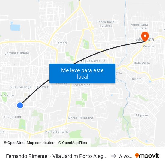 Fernando Pimentel - Vila Jardim Porto Alegre - Rs 91320-181 Brasil to Alvorada map