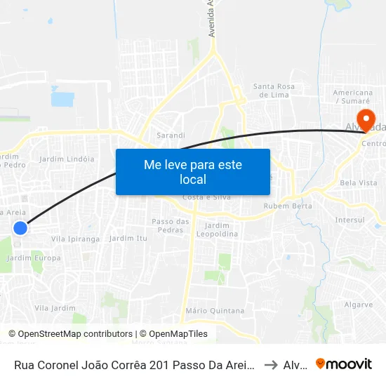 Rua Coronel João Corrêa 201 Passo Da Areia Porto Alegre - Rs 91350-190 Brasil to Alvorada map