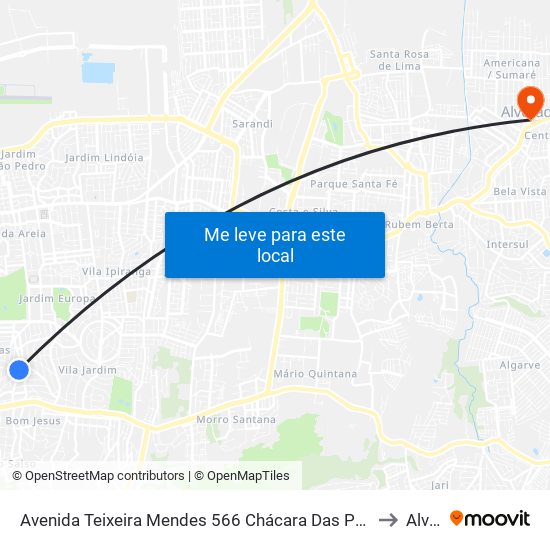 Avenida Teixeira Mendes 566 Chácara Das Pedras Porto Alegre - Rs 91330-390 Brasil to Alvorada map