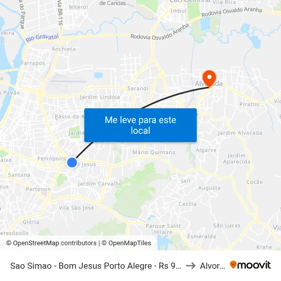 Sao Simao - Bom Jesus Porto Alegre - Rs 91420-500 Brasil to Alvorada map