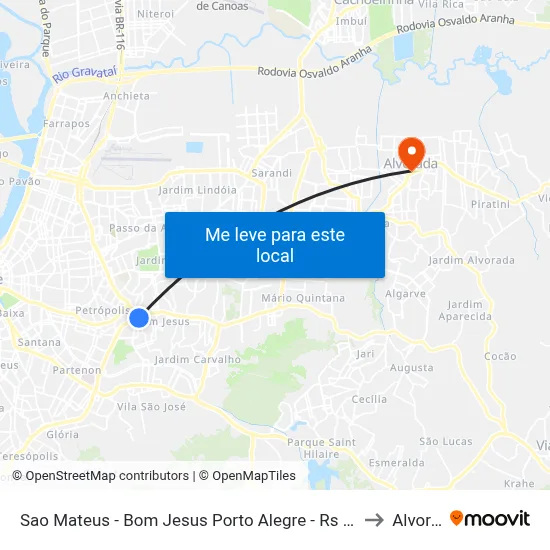 Sao Mateus - Bom Jesus Porto Alegre - Rs 91420-500 Brasil to Alvorada map