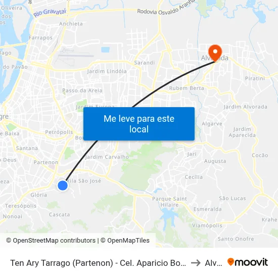Ten Ary Tarrago (Partenon) - Cel. Aparicio Borges Porto Alegre - Rs 91510-390 Brasil to Alvorada map