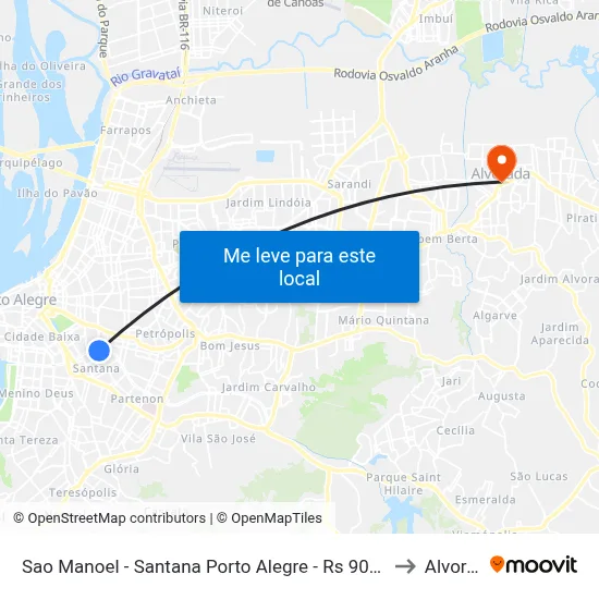 Sao Manoel - Santana Porto Alegre - Rs 90610-270 Brasil to Alvorada map