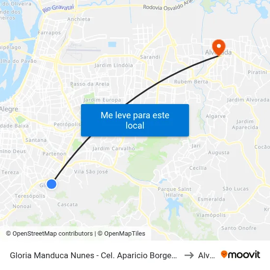Gloria Manduca Nunes - Cel. Aparicio Borges Porto Alegre - Rs 91710-020 Brasil to Alvorada map