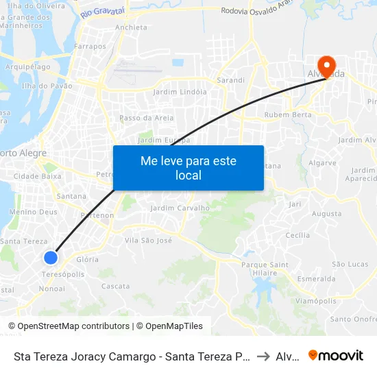 Sta Tereza Joracy Camargo - Santa Tereza Porto Alegre - Rs 90840-520 Brasil to Alvorada map
