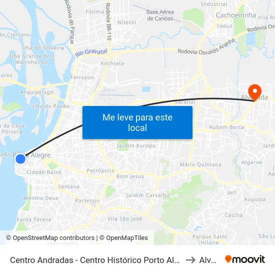 Centro Andradas - Centro Histórico Porto Alegre - Rs 90010-210 Brasil to Alvorada map