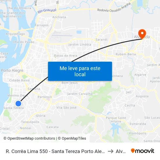 R. Corrêa Lima 550 - Santa Tereza Porto Alegre - Rs 90850-250 Brasil to Alvorada map