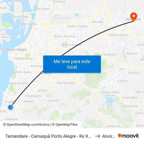 Tamandare - Camaquã Porto Alegre - Rs 91910-620 Brasil to Alvorada map