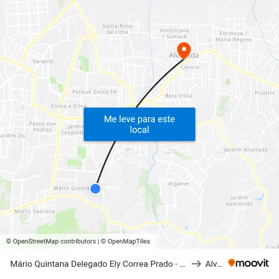 Mário Quintana Delegado Ely Correa Prado - Alto Petrópolis Porto Alegre - Rs Brasil to Alvorada map